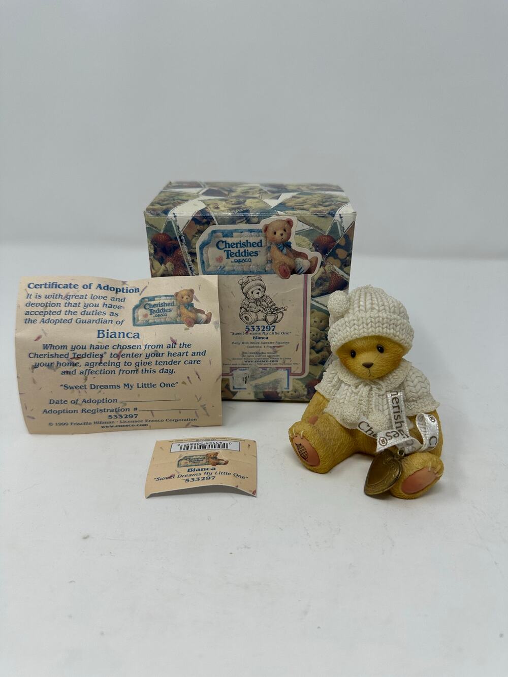 ENESCO Cherished Teddies 1999 "BIANCA" 'Sweet Dreams My Little One' Locket Bear